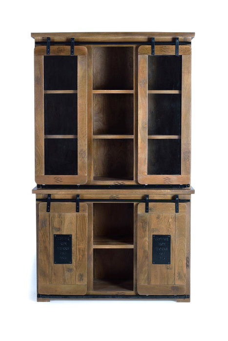 GINER Y COLOMER Armario de madera de mango y metal con 4 puertas correderas